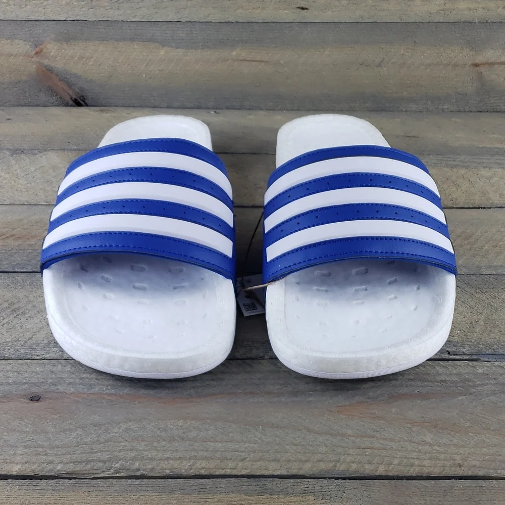adidas Adilette Boost Men's Slides Sandals Royal Blue, White Supreme Cushioning - Picture 5 of 9